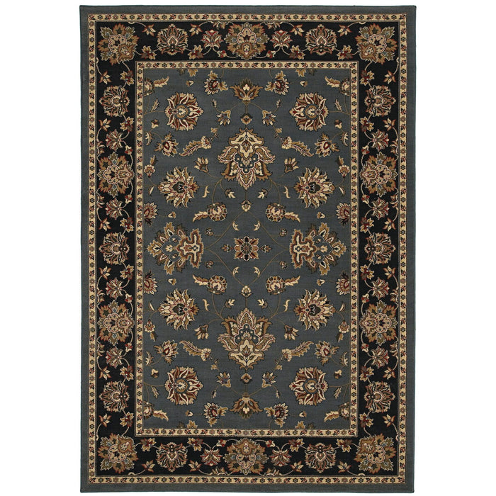 10' X 13' Floral Area Rug (574405) - Blue / Black
