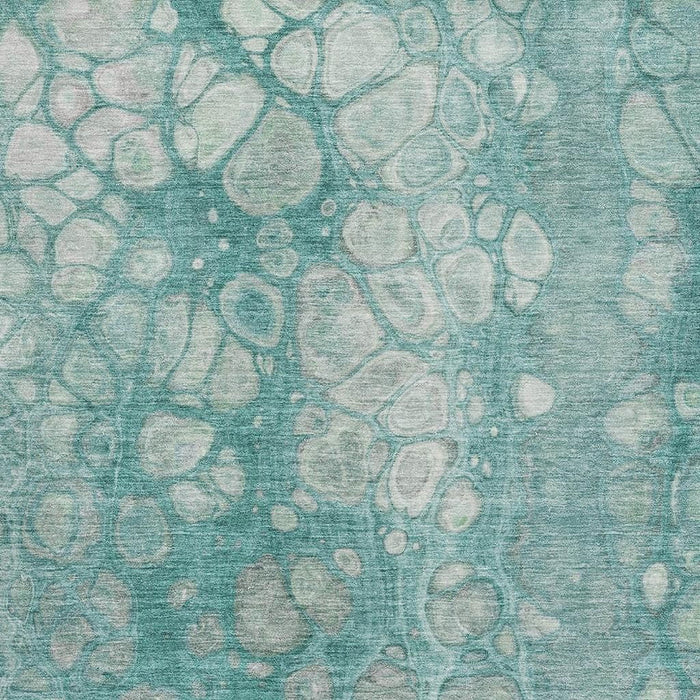10' X 14' Abstract Washable Area Rug With UV Protection (708832) - Aqua / Gray / Silver