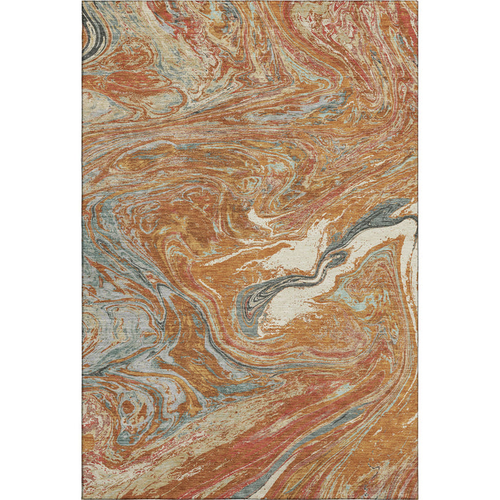 10' X 14' Abstract Washable Area Rug With UV Protection (683153) - Rust / Gray / Ivory