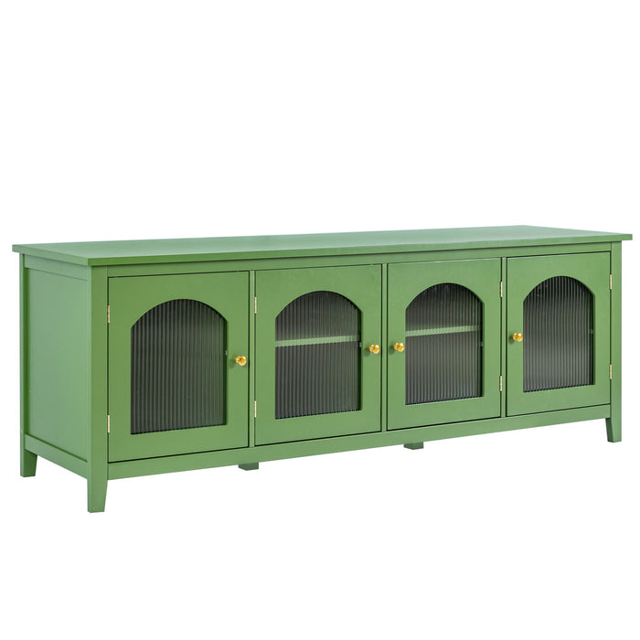 Giga stylish TV cabinet entertainment center with solid wood frame, glass door, metal handle, perfect as a media console or TV stand