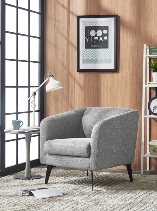 Contemporary Fabric Curved Arm Accent Chair - Light Gray
