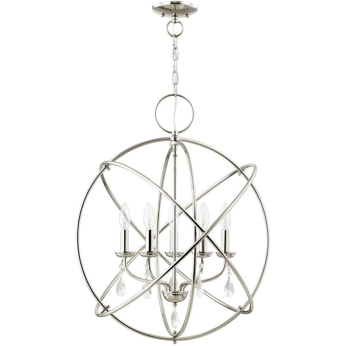 27" Five-Light Dimmable Chandelier With Shades - Nickel