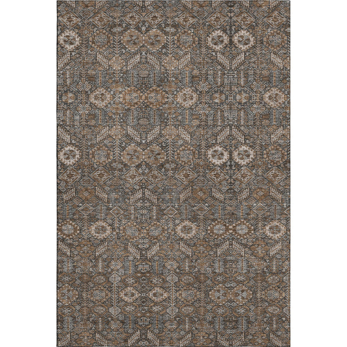 8' X 10' Tribal Washable Area Rug With UV Protection (649862) - Chocolate / Gray