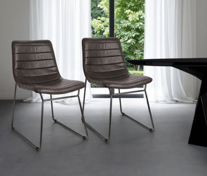 Faux leather Side Chairs (Set of 2) - Black