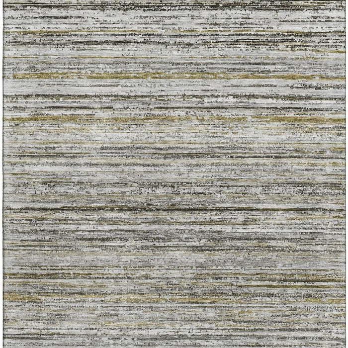 10' X 14' Striped Washable Area Rug With UV Protection (692364) - Pewter / Silver / Gray