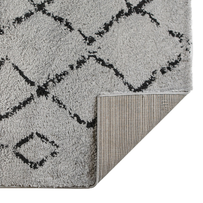 7' x 9' Geometric Shag Area Rug - Black And Gray