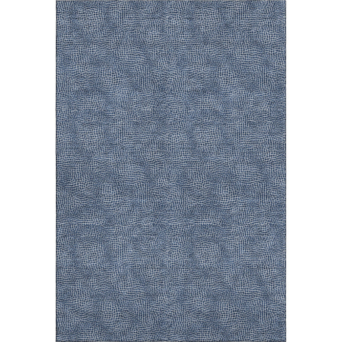 10' X 14' Geometric Washable Area Rug With UV Protection (682871) - Navy Blue / Ivory