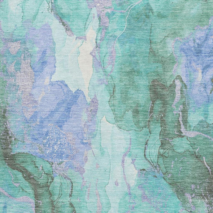 10' X 14' Abstract Washable Area Rug With UV Protection (701347) - Teal / Lavender / Ivory