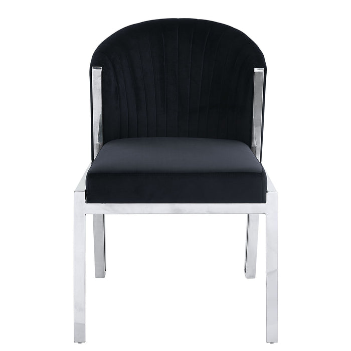 Upholstered Velvet Wing Back Dining Side Chairs (Set of 2) - Black