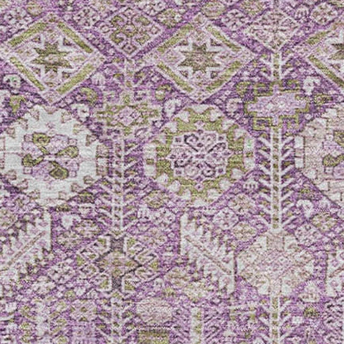 8' X 10' Tribal Washable Area Rug With UV Protection (649880) - Lavender / Ivory
