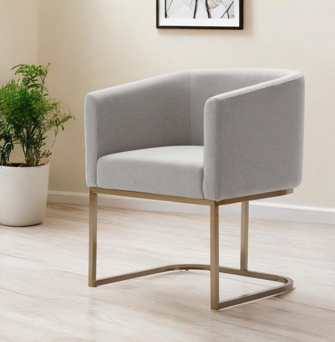 Contemporary Upholstered Fabric Dining Arm Chair - Light Gray