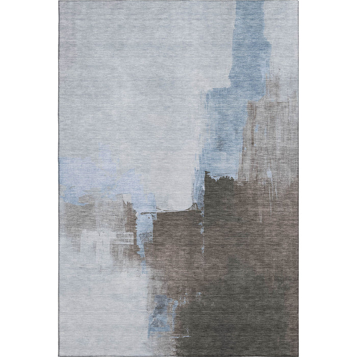 10' X 14' Abstract Washable Area Rug With UV Protection (693060) - Sky Blue / Chocolate / Taupe
