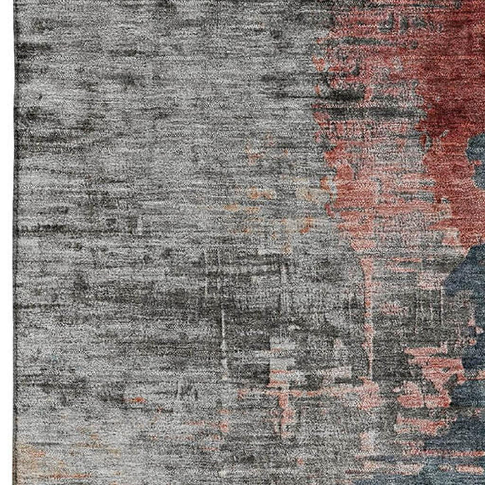 10' X 14' Abstract Washable Area Rug With UV Protection (715633) - Teal / Mauve