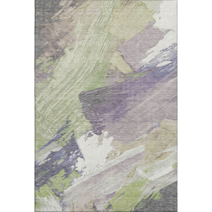 10' X 14' Abstract Washable Area Rug With UV Protection (694128) - Artichoke Green / Ivory / Taupe