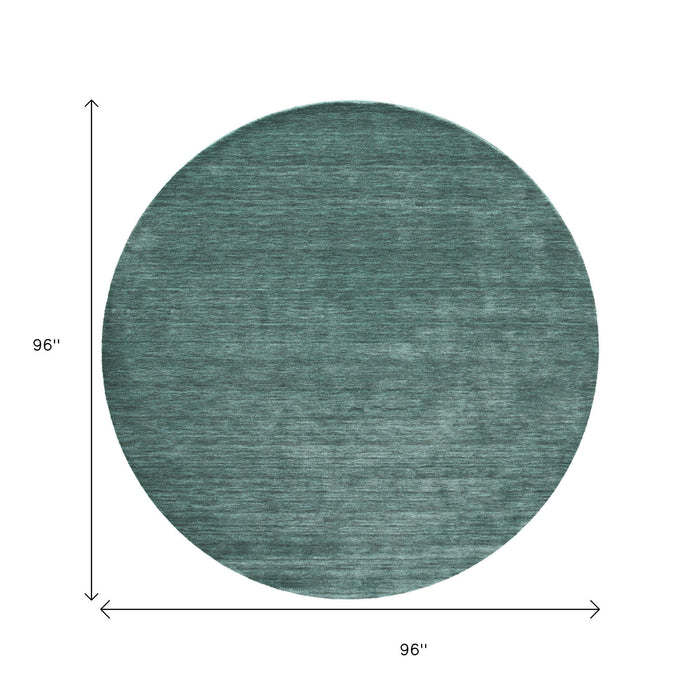 8' Hand Woven Round Rug - Green And White