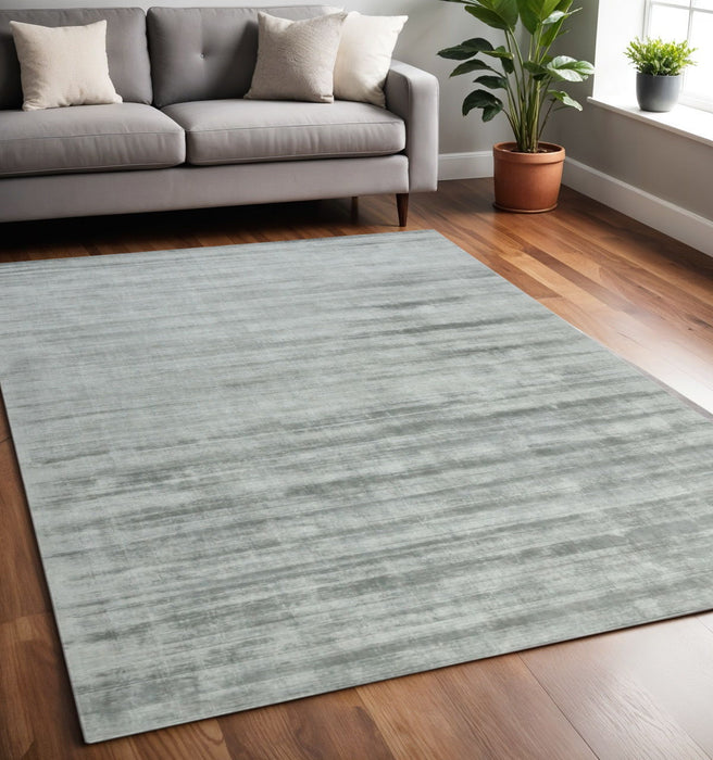 5' X 8' Abstract Hand Woven Area Rug - Silver And Gray