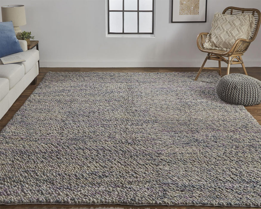 8' x 11' Wool Hand Woven Distressed Area Rug - Purple And Gray