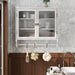 Giga vintage white-washed double door wall medicine cabinet with three-tier storage and towel rack.