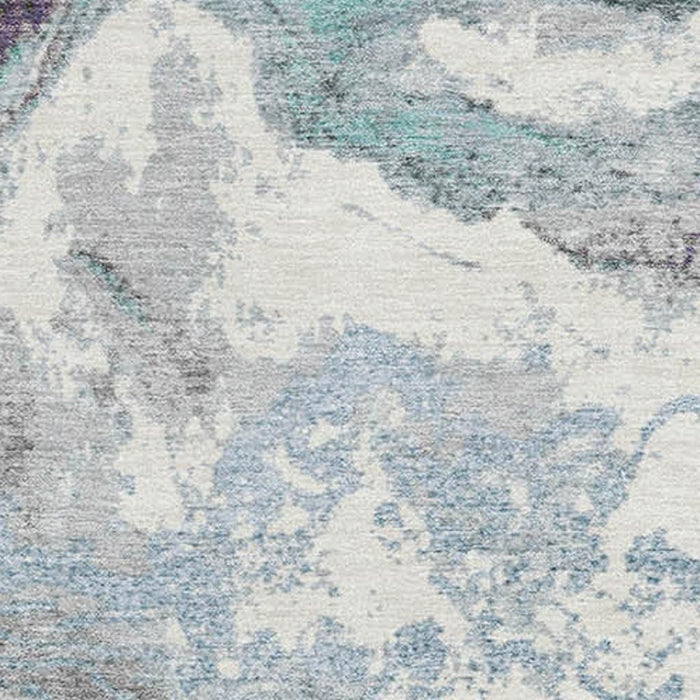 10' X 14' Abstract Washable Area Rug With UV Protection (707755) - Teal / Gray / Ivory