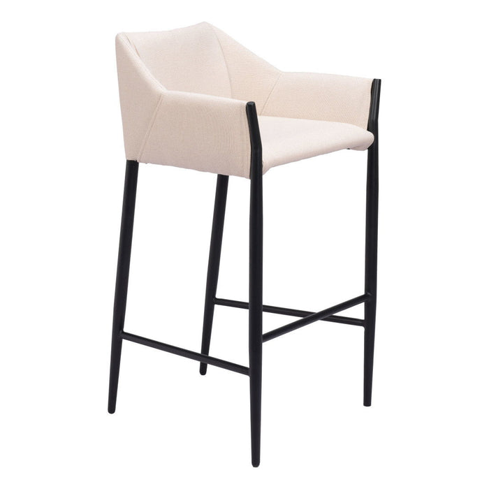 30" Fabric And Steel Bar Height Bar Chair - Beige And Black