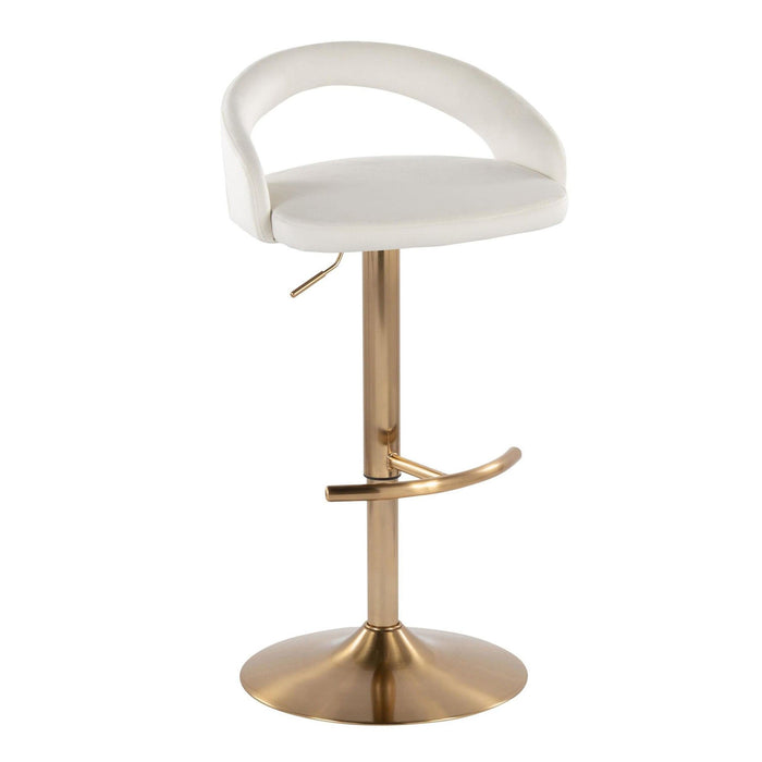 Grotto - Upholstered Adjustable Barstool - Gold Metal Base