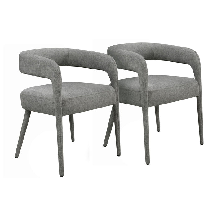 Upholstered Linen Open Back Dining Side Chairs (Set of 2) - Dark Gray