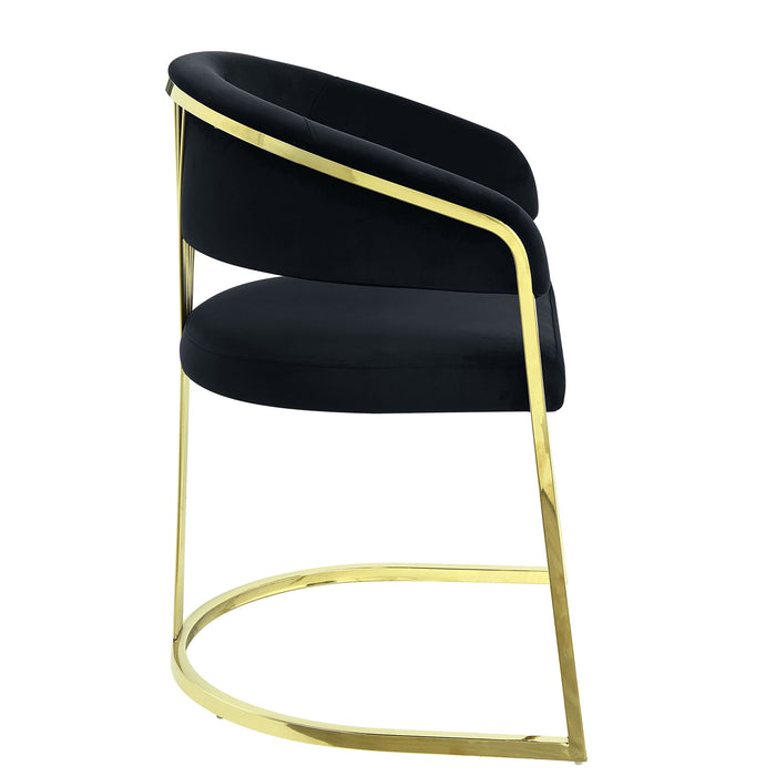 Upholstered Velvet Partially Open Back Dining Side Chair - Black
