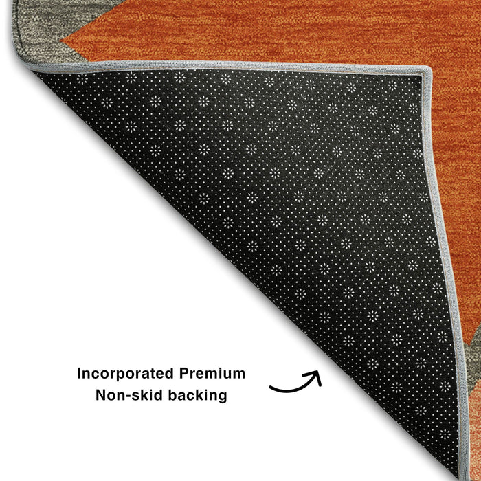 10' X 14' Geometric Washable Area Rug With UV Protection (681545) - Rust / Orange / Salmon