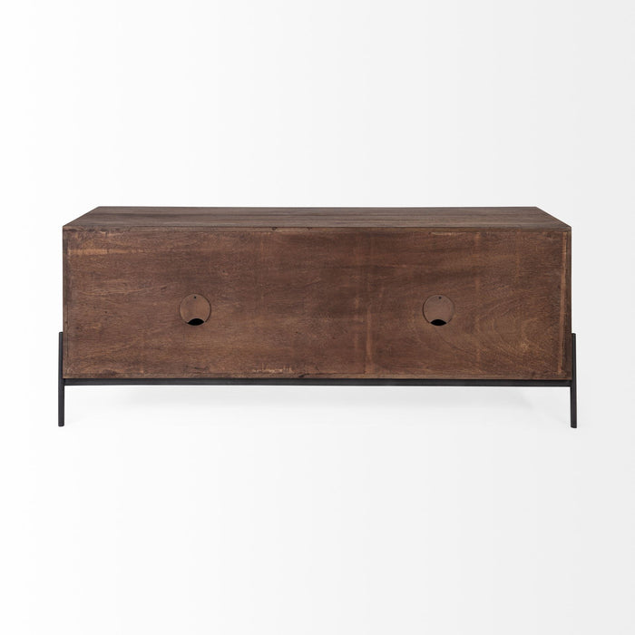 Solid Wood Console Table With Shelves - Brown And Black