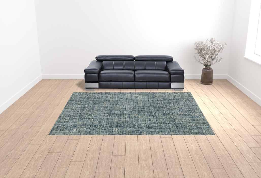 10' x 13' Abstract Power Loom Stain Resistant Area Rug - Dark Blue Light Blue Gray Ivory And Beige