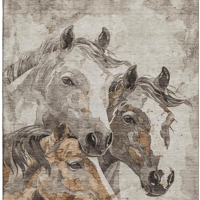 10' X 14' Animal Print Washable Area Rug With UV Protection (698986) - Beige / Ivory / Gray