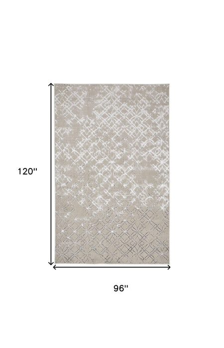 8' x 10' Abstract Polyester Area Rug - Silver Gray And White