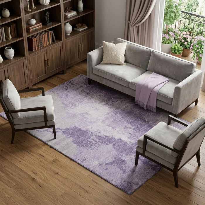 10' X 14' Abstract Washable Area Rug With UV Protection (696164) - Plum / Lavender