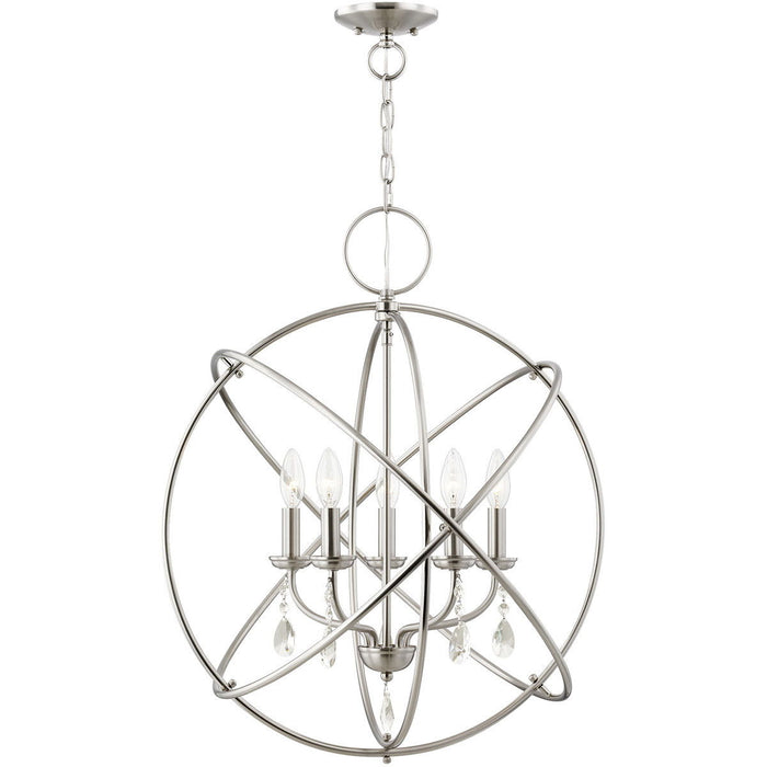 27" 5 Light Dimmable Chandelier With Shades - Nickel