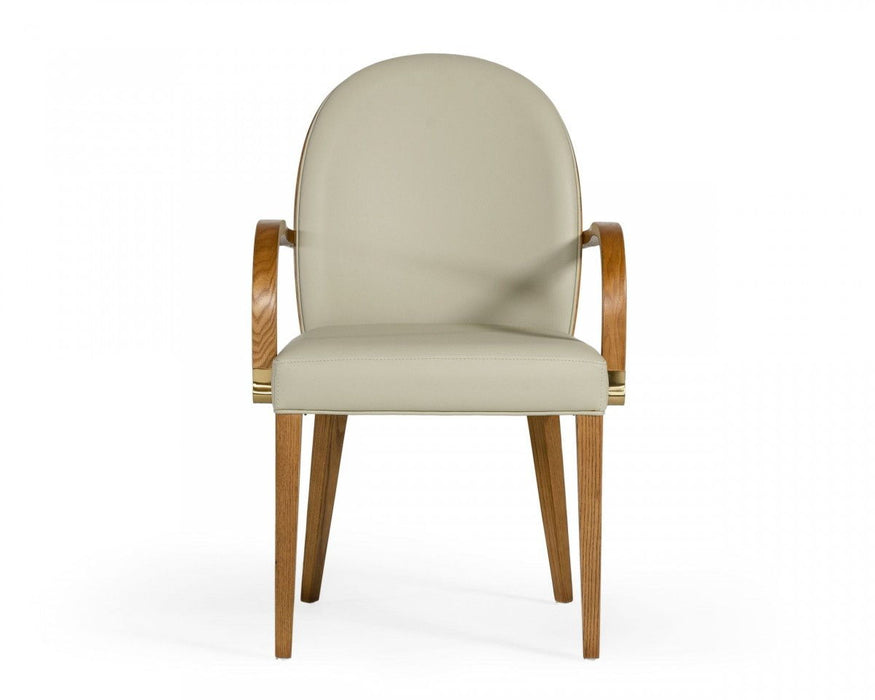 Modern Upholstered Faux Leather Dining Arm Chair - Gray
