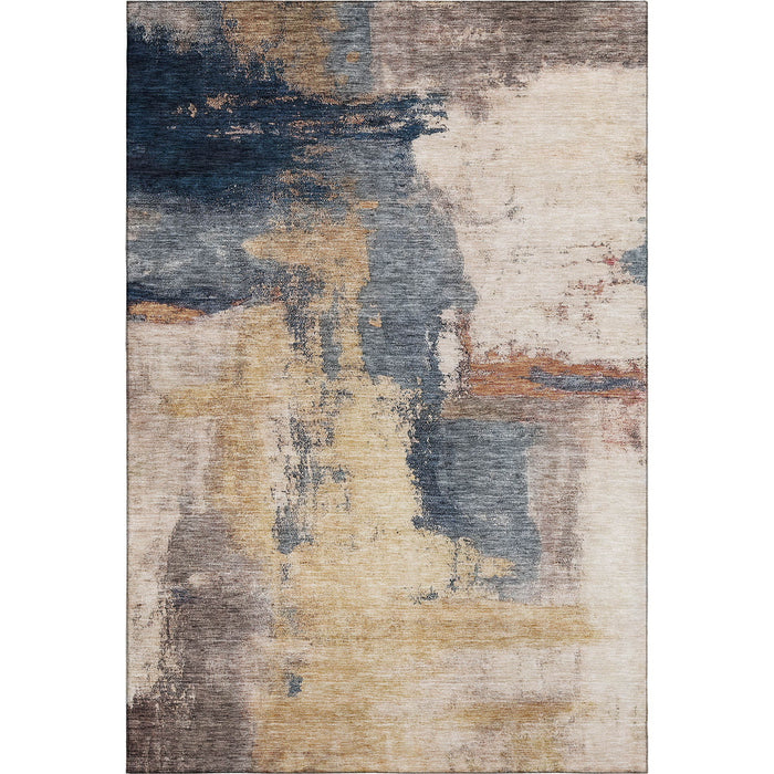 10' X 14' Abstract Washable Area Rug With UV Protection (683530) - Gold / Ivory / Blue