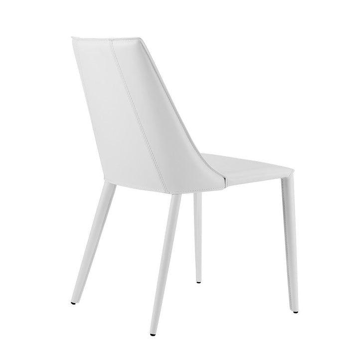 Upholstered Leather Dining Side Chair - White