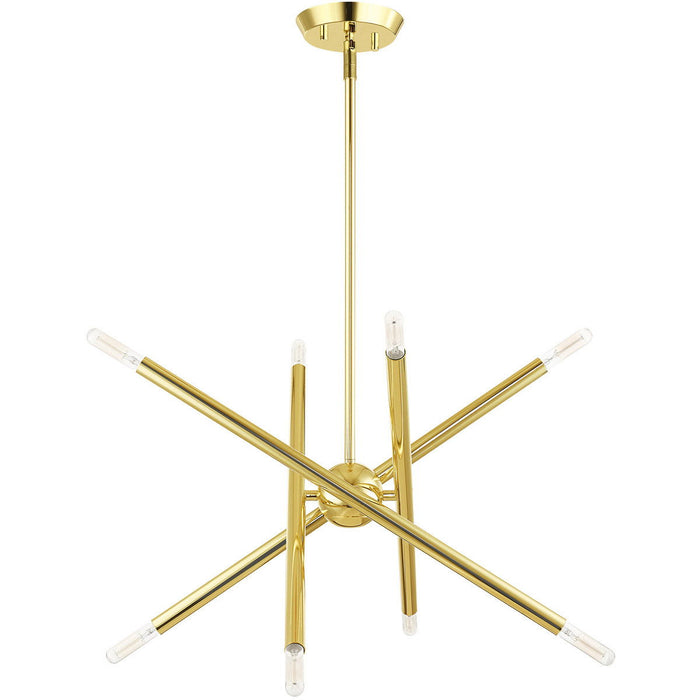 Eight Light Dimmable Chandelier With Shades - Brass