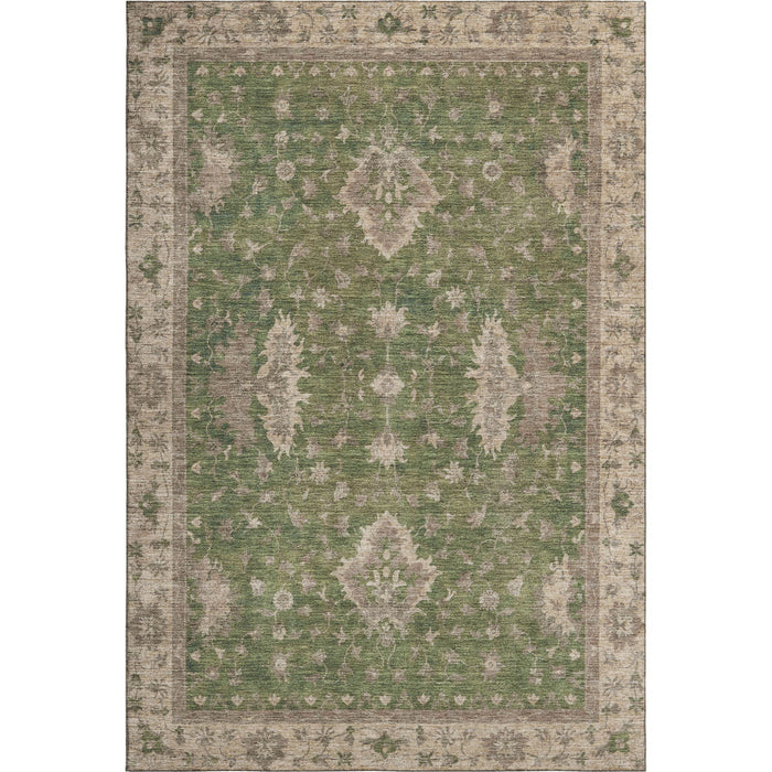 10' X 14' Oriental Washable Area Rug With UV Protection (699704) - Artichoke Green / Beige