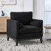Giga wide modern farmhouse performance armchair with wooden legs and base, featuring a comfortable upholstered seat and back.