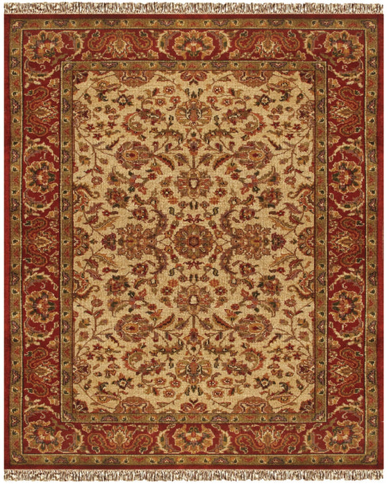 8' X 10' Wool Oriental Hand Knotted Area Rug With Fringe (744292) - Red / Tan / Brown