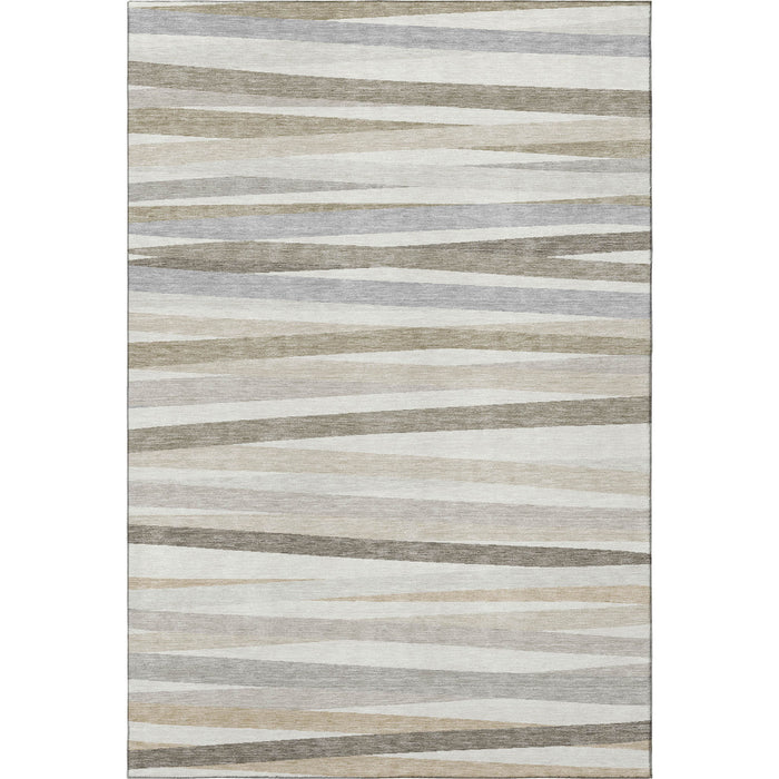 10' X 14' Striped Washable Area Rug With UV Protection (678496) - Ivory / Beige / Taupe