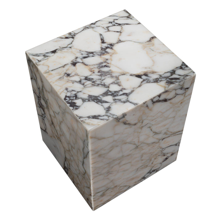 20" Marble Square Block End Table - Ivory