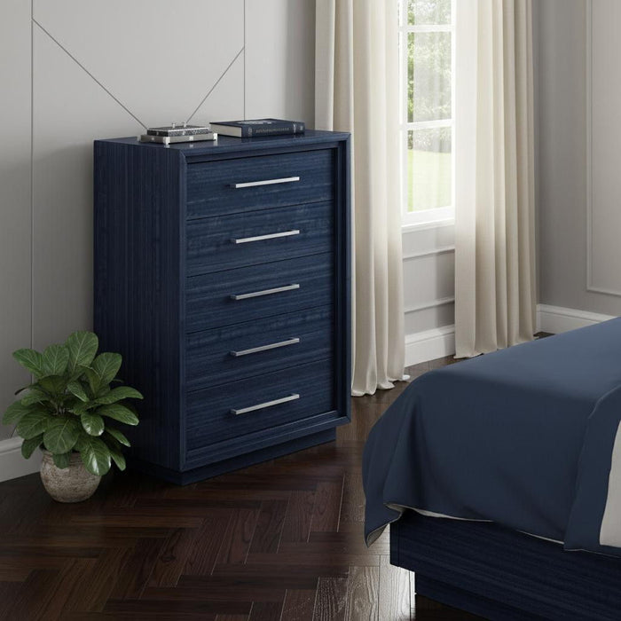 36" Wood Five Drawer Gentlemens Chest - Blue