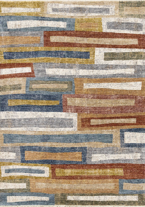 8' X 10' Geometric Area Rug (660244) - Orange / Blue / Beige