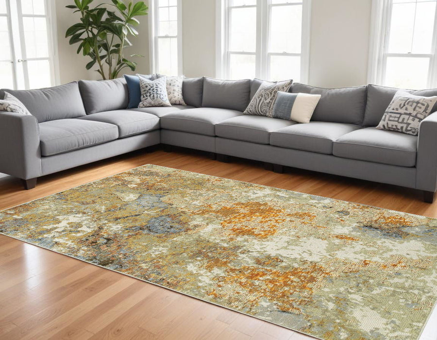 8' x 11' Power Loom Area Rug - Gold And Ivory