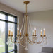 28-inch antique gold chandelier with eight shades and dimmable lights, featuring elegant design and classic chandelier style.