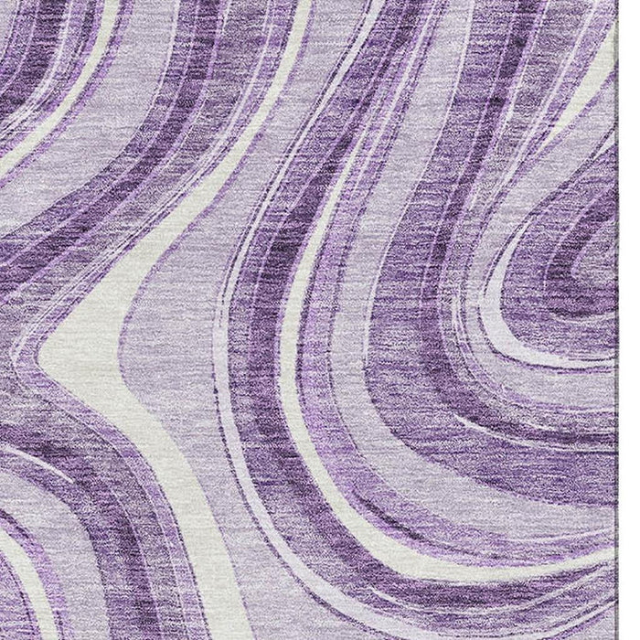 10' X 14' Marble Washable Area Rug With UV Protection - Lavender And Ivory