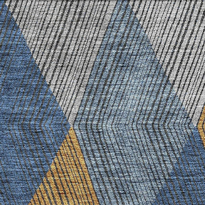 10' X 14' Geometric Washable Area Rug With UV Protection (676182) - Gray / Blue / Gold