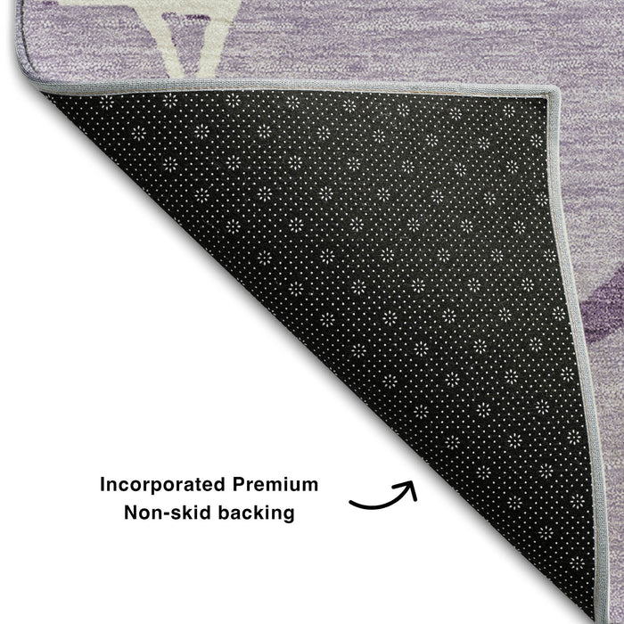 10' X 14' Abstract Geometric Washable Area Rug With UV Protection (682295) - Lavender / Ivory
